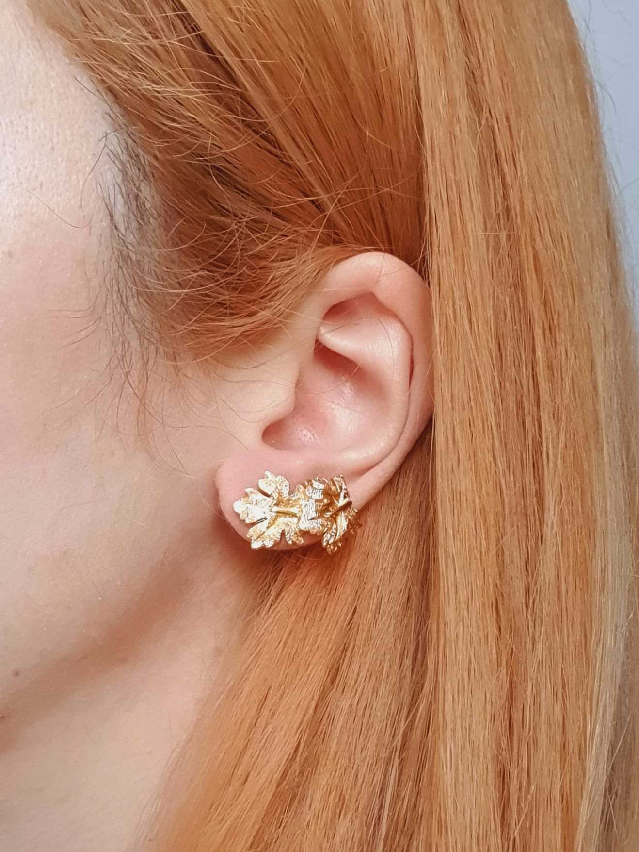 Vintage Gold Plated Leaf Stud Earrings by Napier