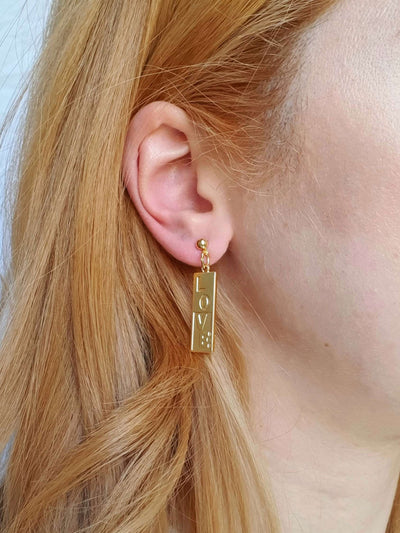 Vintage Gold Plated 'LOVE' Drop Earrings
