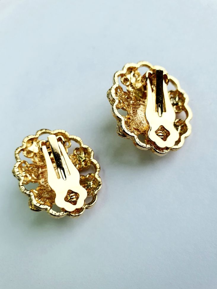 Vintage Gold Plated Clip On Pearl Earrings