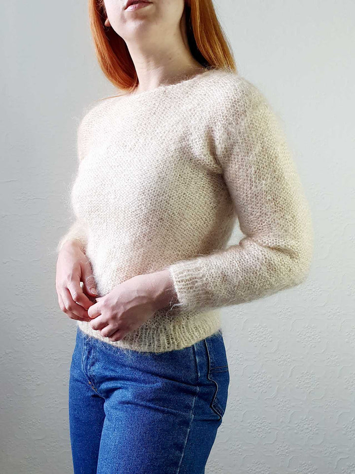 Vintage Cream Mohair Jumper - XS