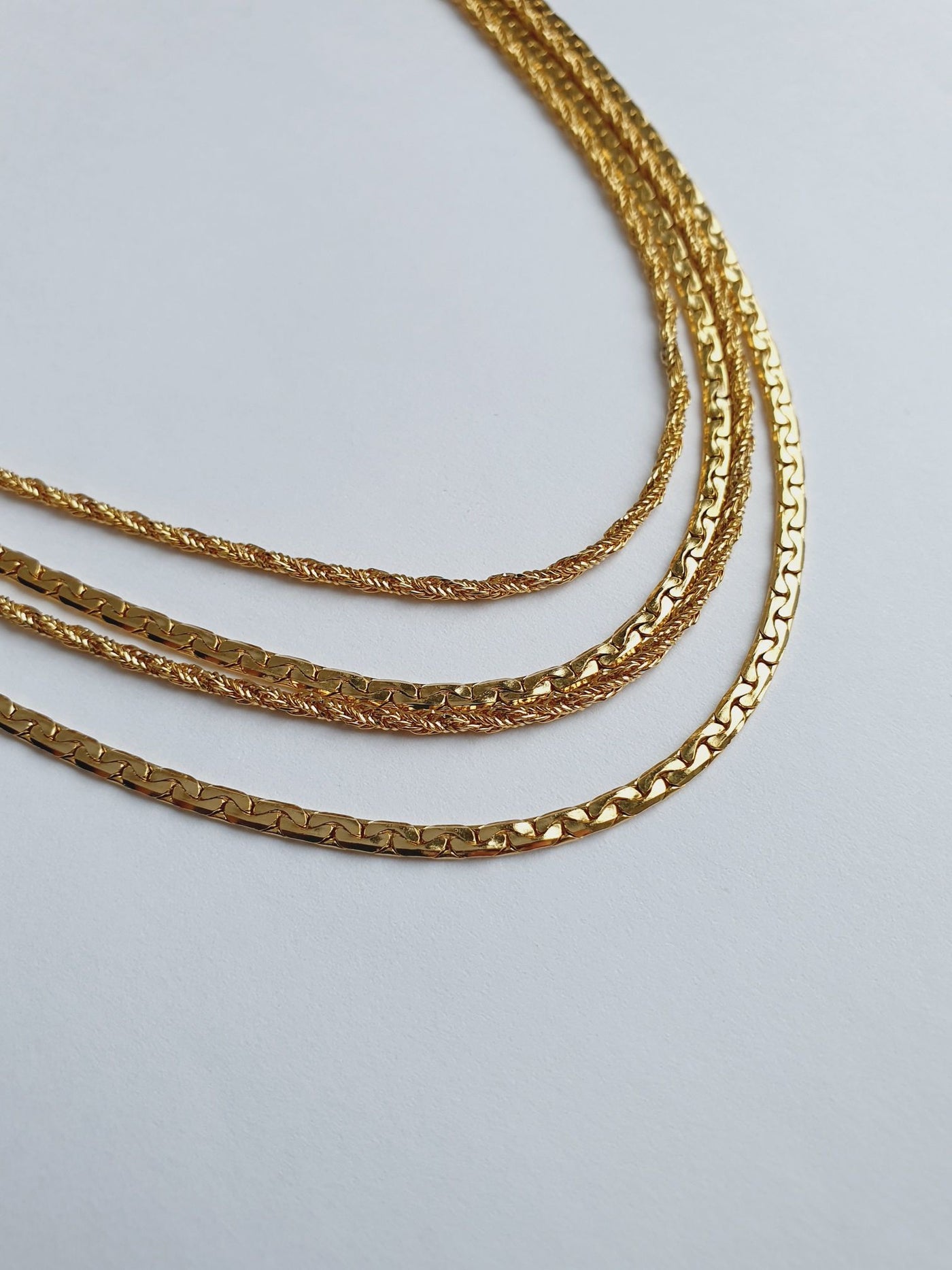 Vintage Gold Plated 4 Strand Chain Necklace