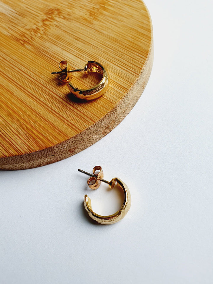 Vintage Gold Plated Minimal Micro Hoops