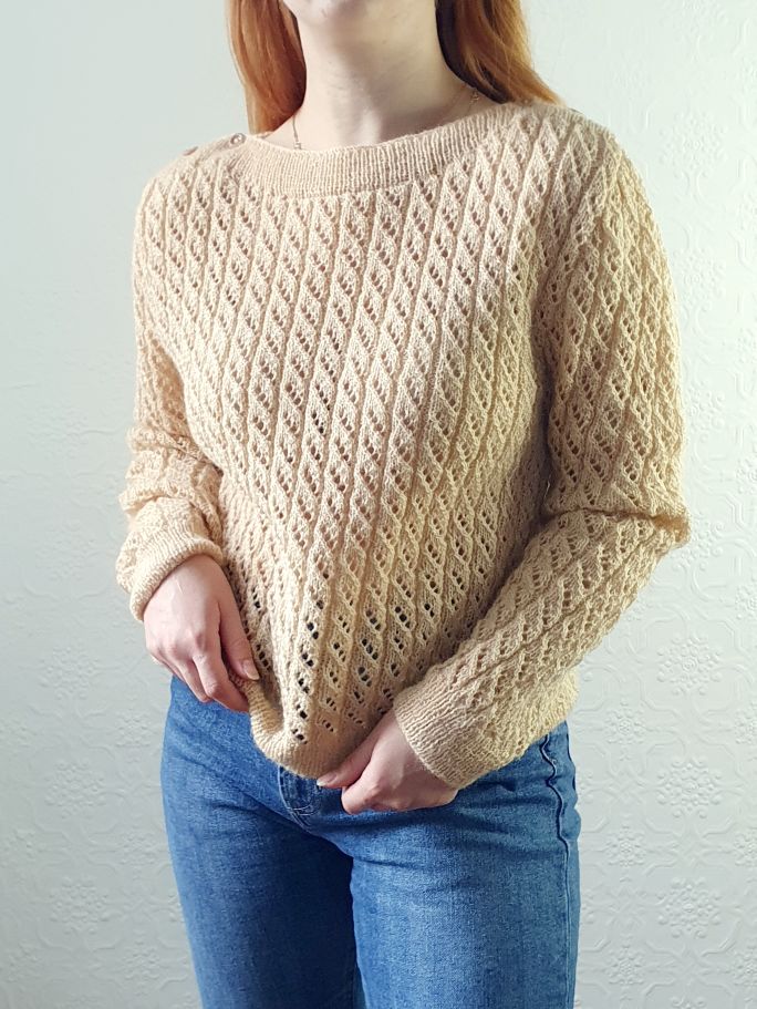 Vintage Boat Neck Wool Jumper - M