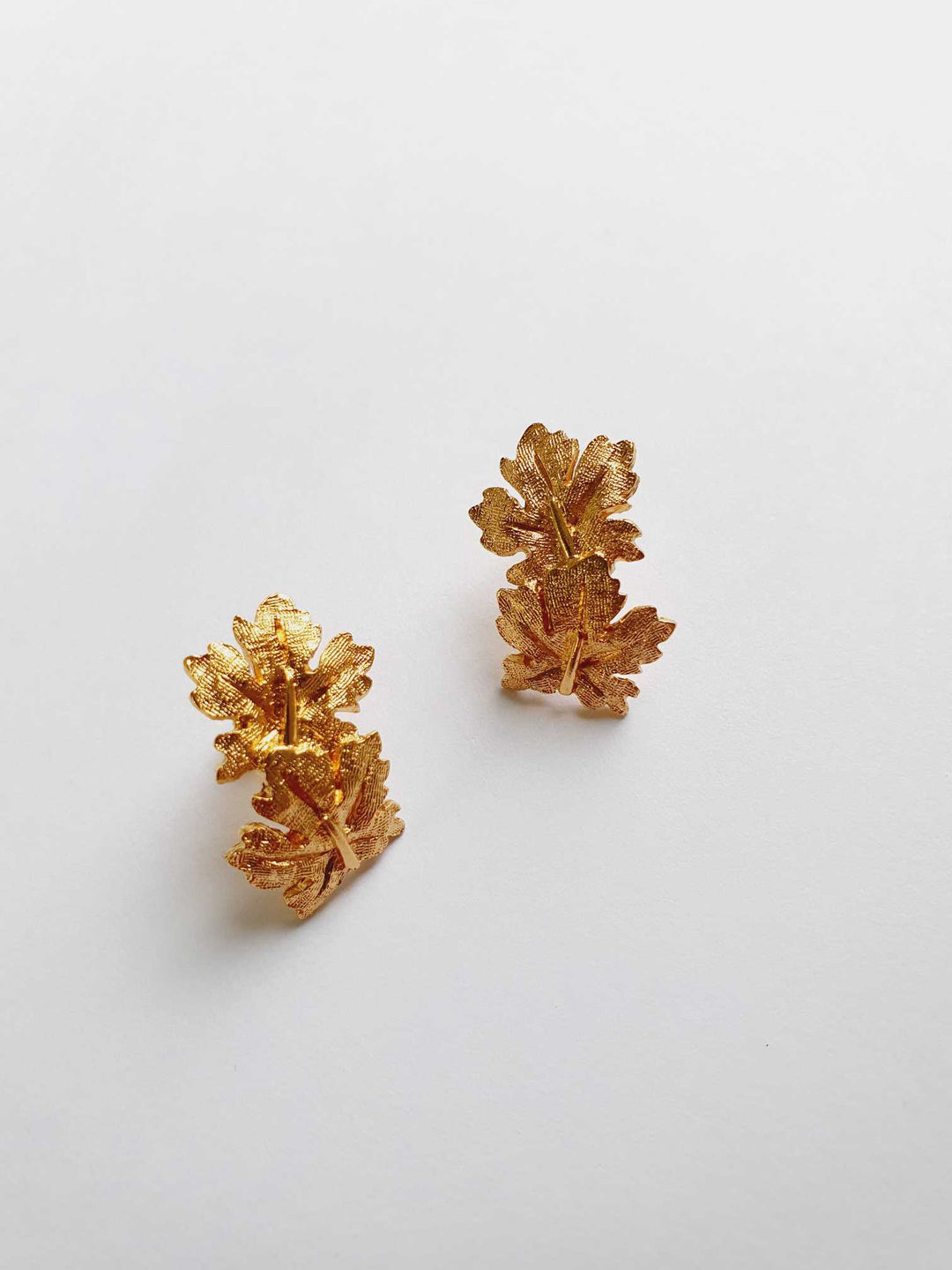 Vintage Gold Plated Leaf Stud Earrings by Napier