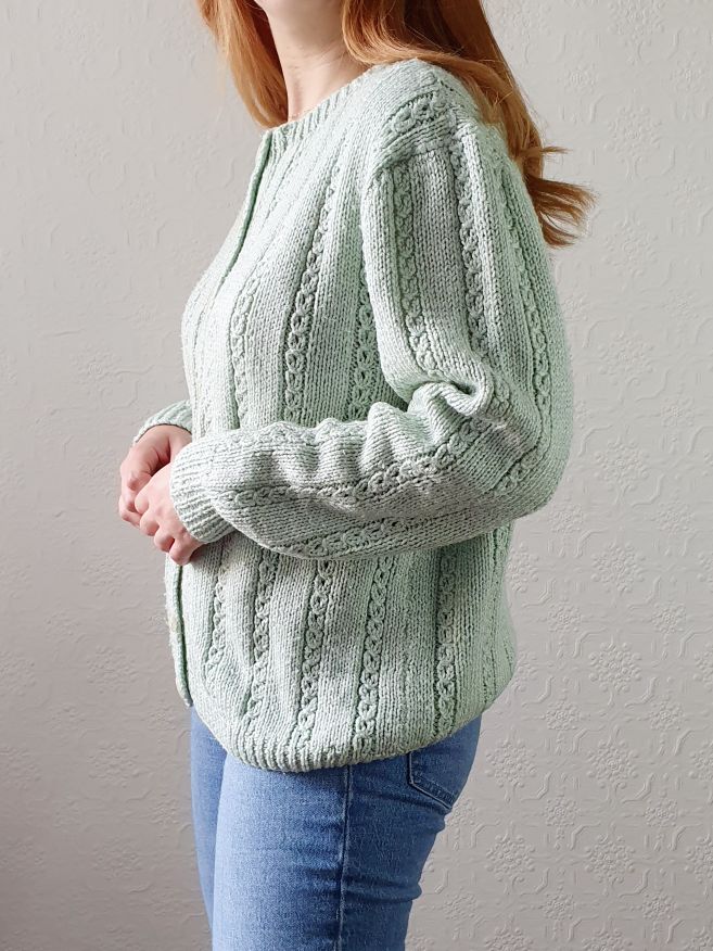 Vintage Handknitted Mint Green Cardigan - M/L