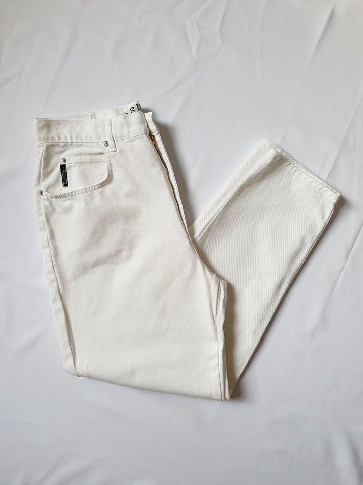 Vintage High Waisted White Jeans - 34W 29L