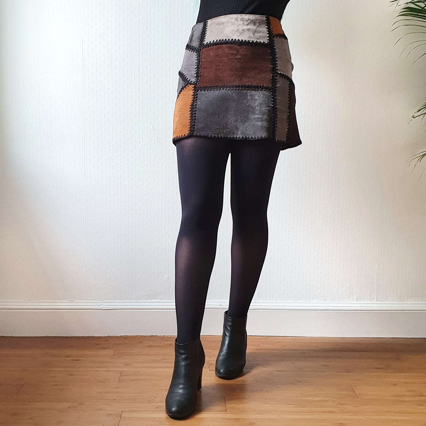 Suede Patchwork Skirt - XS