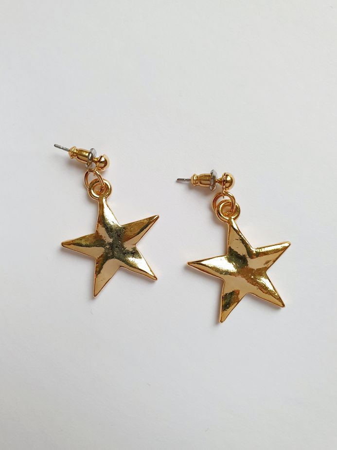Vintage Gold Plated Star Drop Earrings