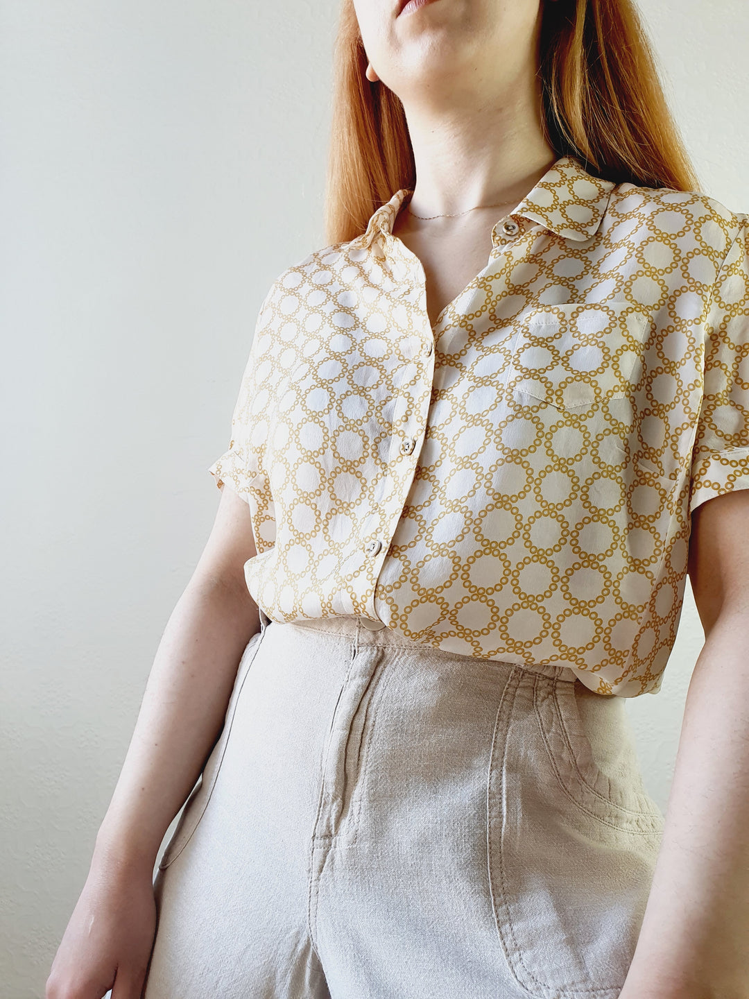 Circle Print Silk Blouse - L/XL