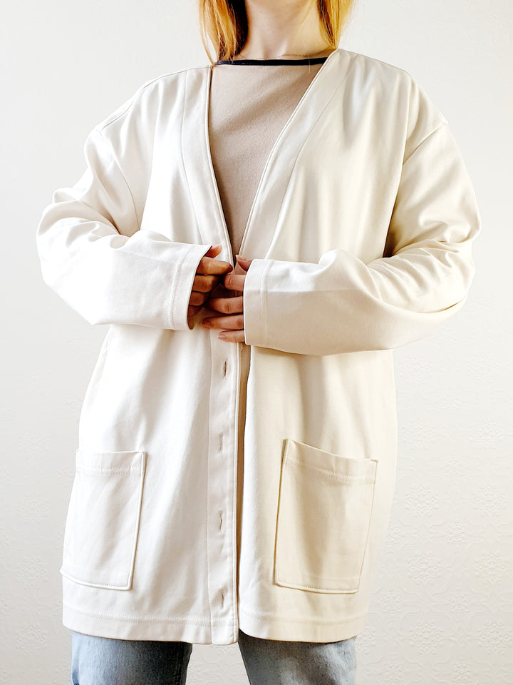 Pure Cotton Cream Jersey Cardigan - XXL