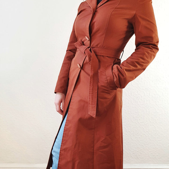 Rust Hooded Trench Coat - XS