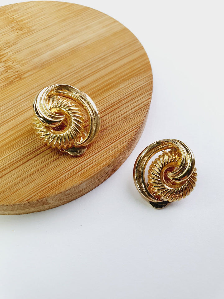 Vintage Gold Plated 1980s Clip On Earrings