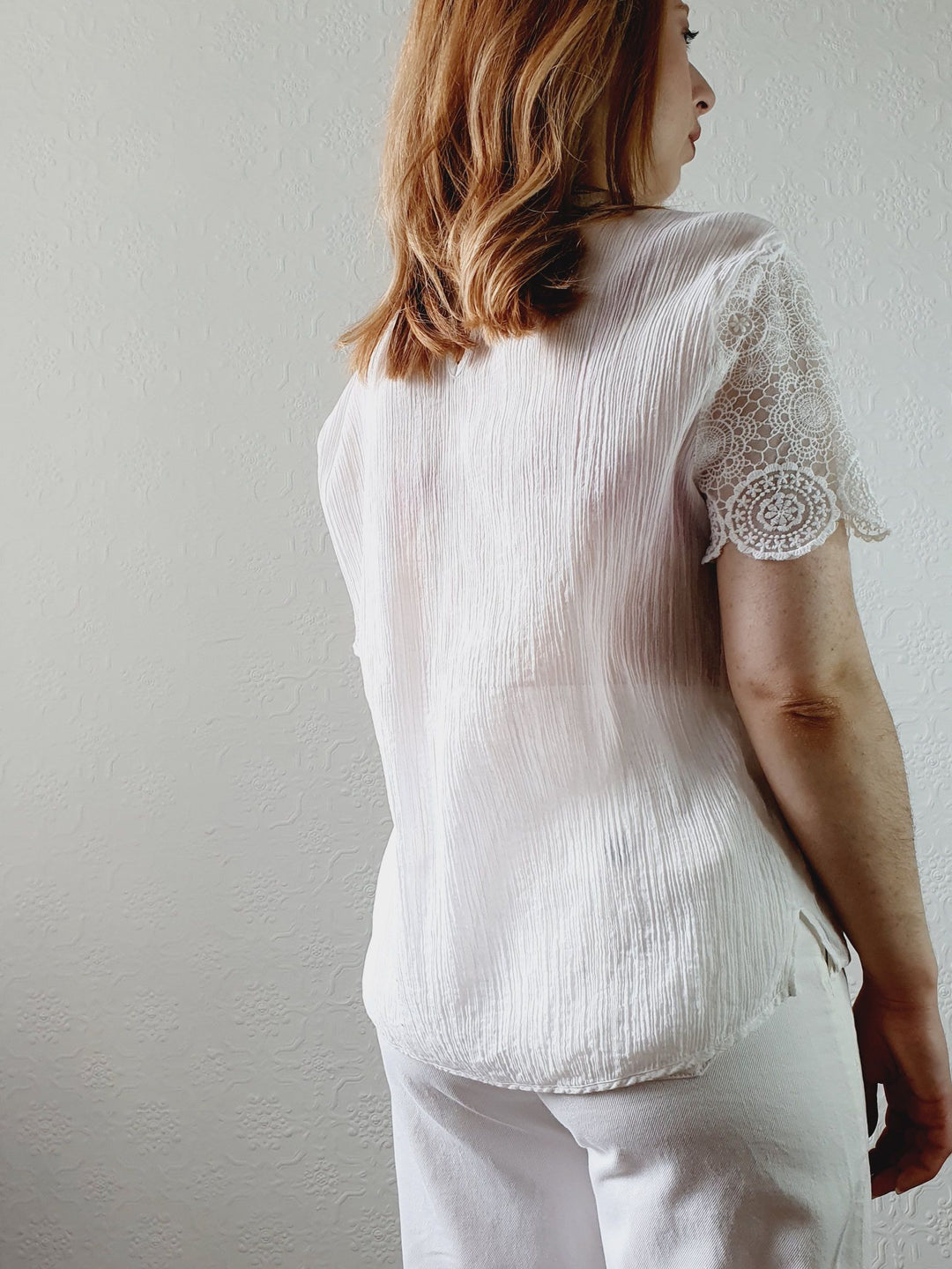 Sheer Cotton Lacy Blouse - M/L