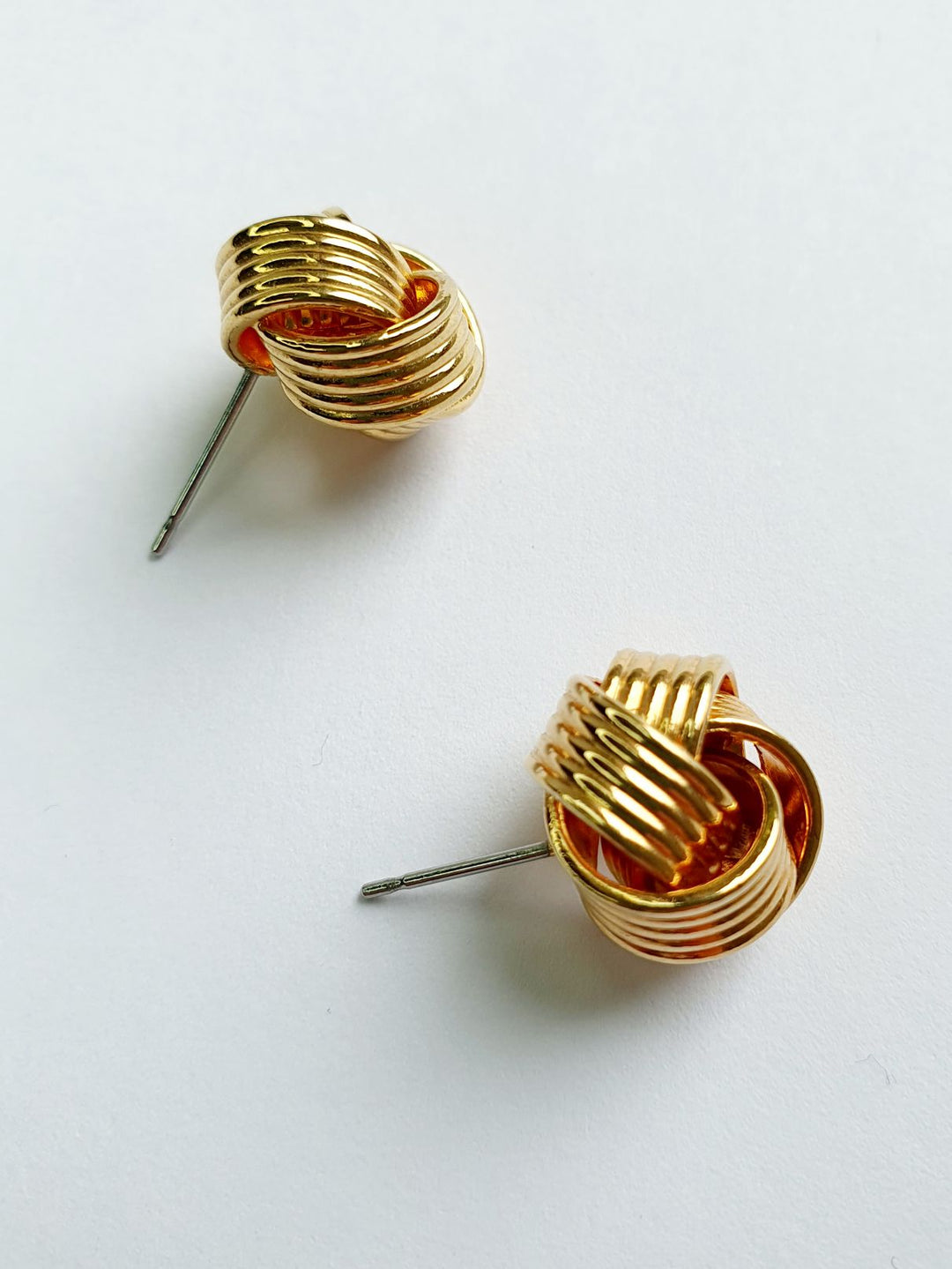 Vintage Gold Plated Twist Knot Stud Earrings