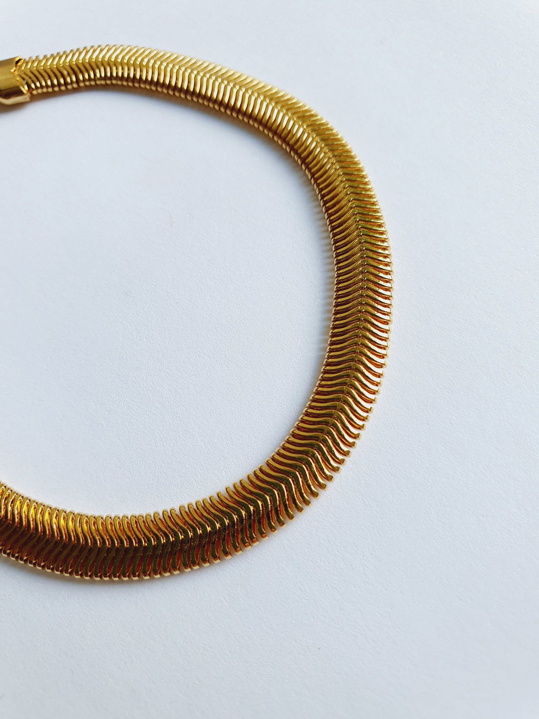 Vintage Gold Plated Herringbone Chain Bracelet