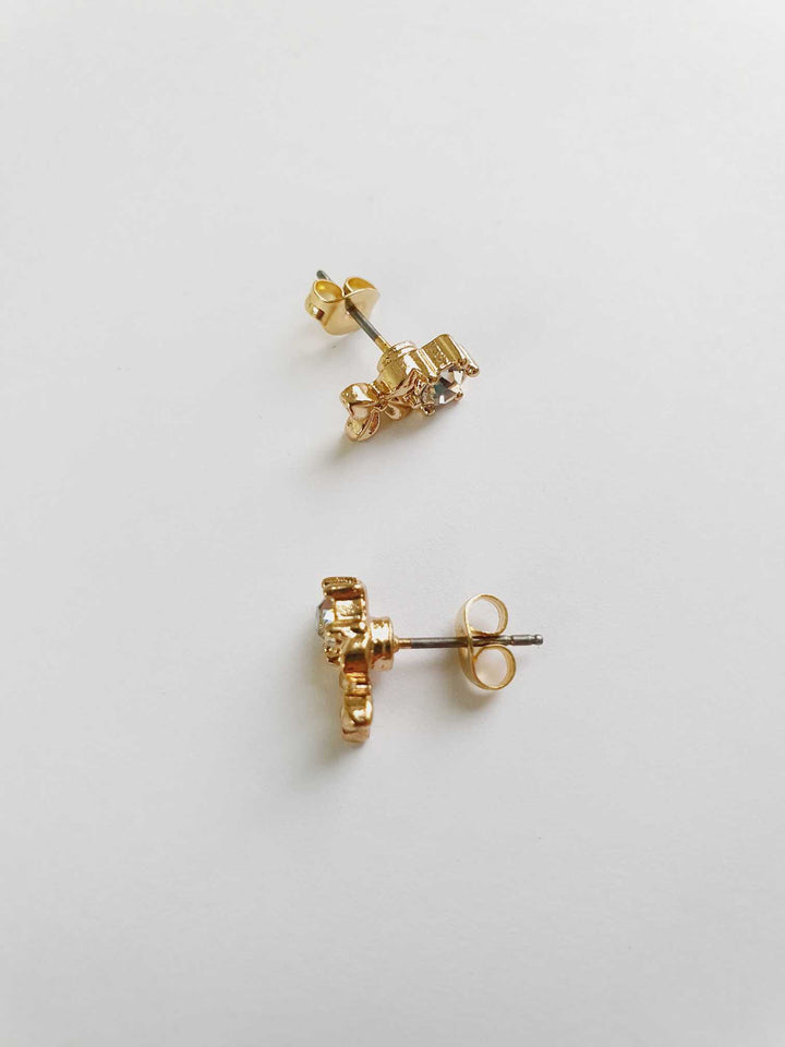 Vintage Gold Plated Crystal Stud Earrings