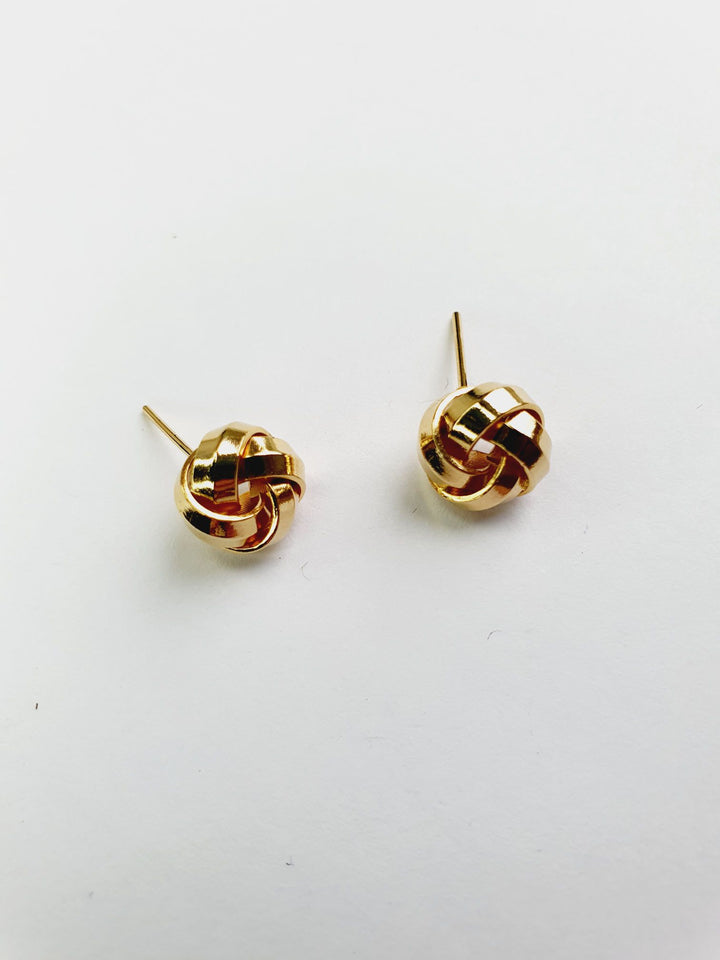 Vintage Gold Toned Twist Knot Stud Earrings