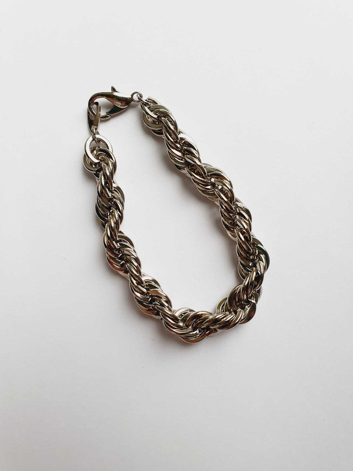 Vintage Silver Toned Twist Rope Bracelet