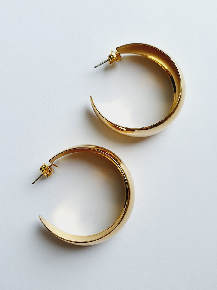 Vintage Gold Plated Wide Hoops