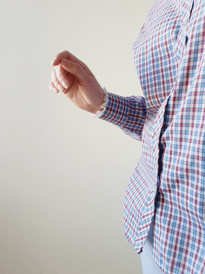 Gingham Blouse with Peter Pan Collar - XL