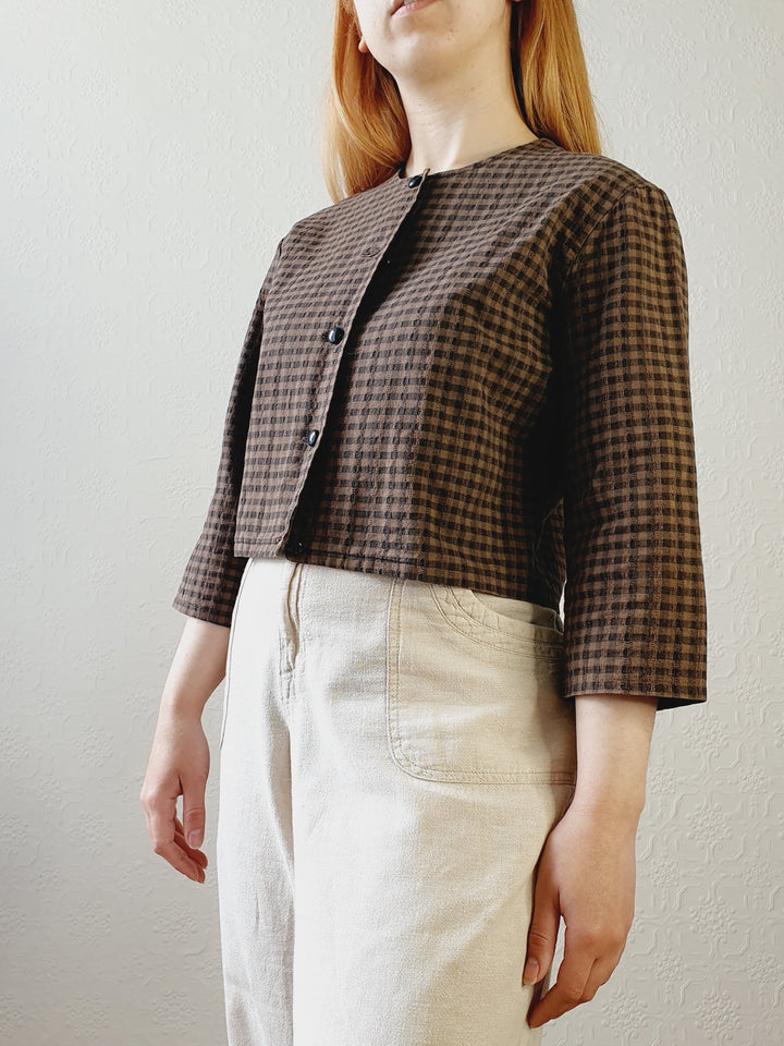 80s Gingham Top - M