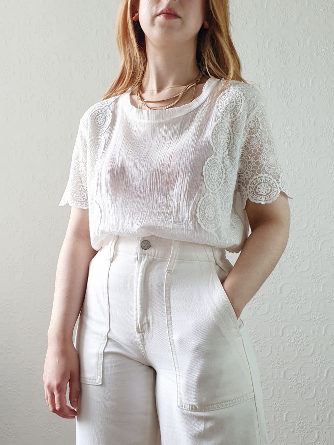 Sheer Cotton Lacy Blouse - M/L