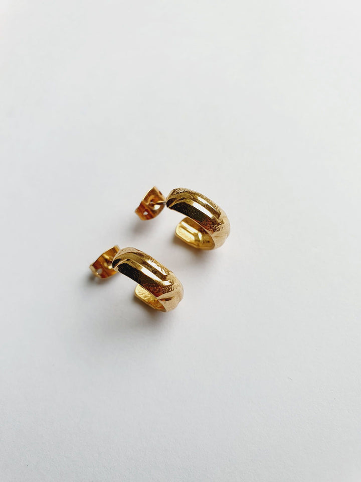 Vintage Gold Plated Minimal Micro Hoops