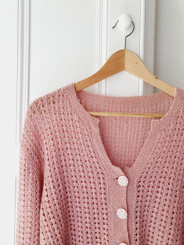 Pink Lurex Wool Cardigan - XL