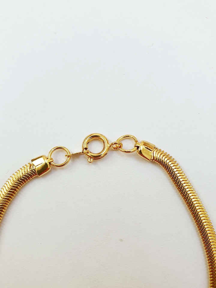 Vintage Gold Plated Herringbone Chain Bracelet