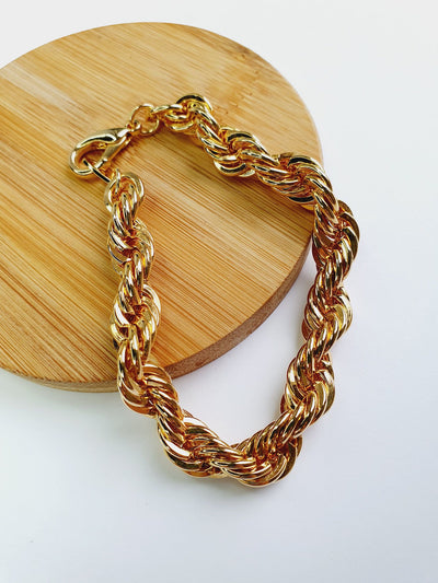 Vintage Gold Plated Thick Rope Chain Bracelet