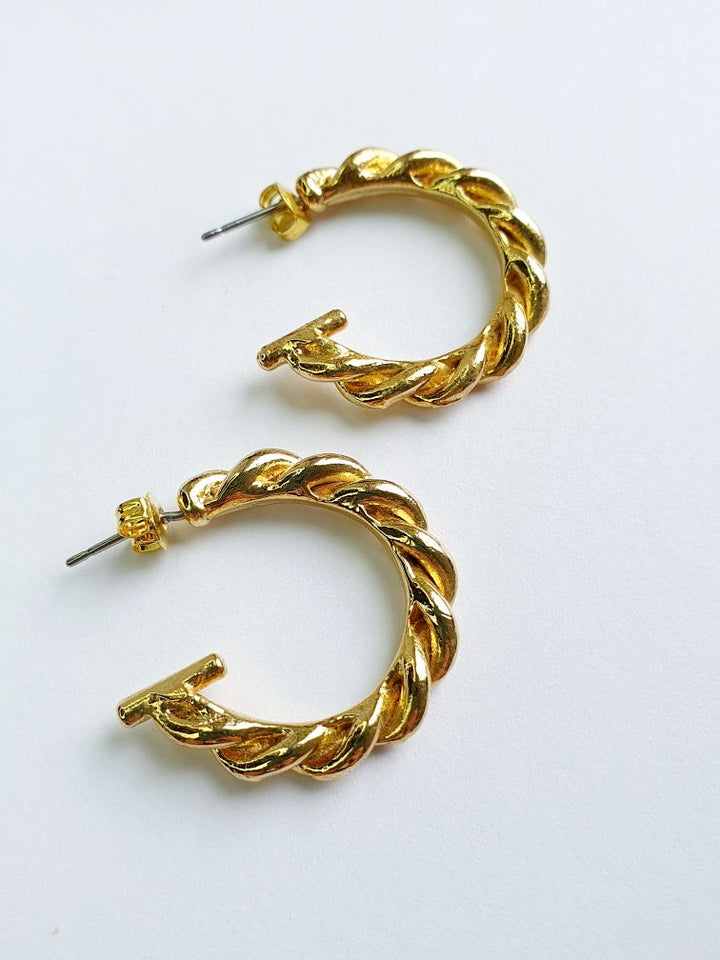 Vintage Gold Plated Twist Hoops