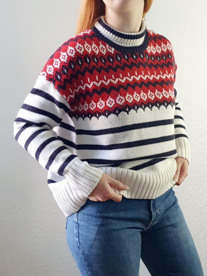 Striped Fairisle Style Jumper - M/L