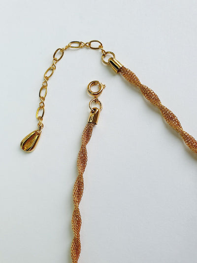 Gold Plated Twist Mesh Chain Necklace