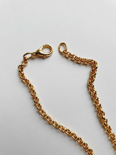 Vintage Gold Plated Rolo Chain Necklace with Heart Padlock Charm