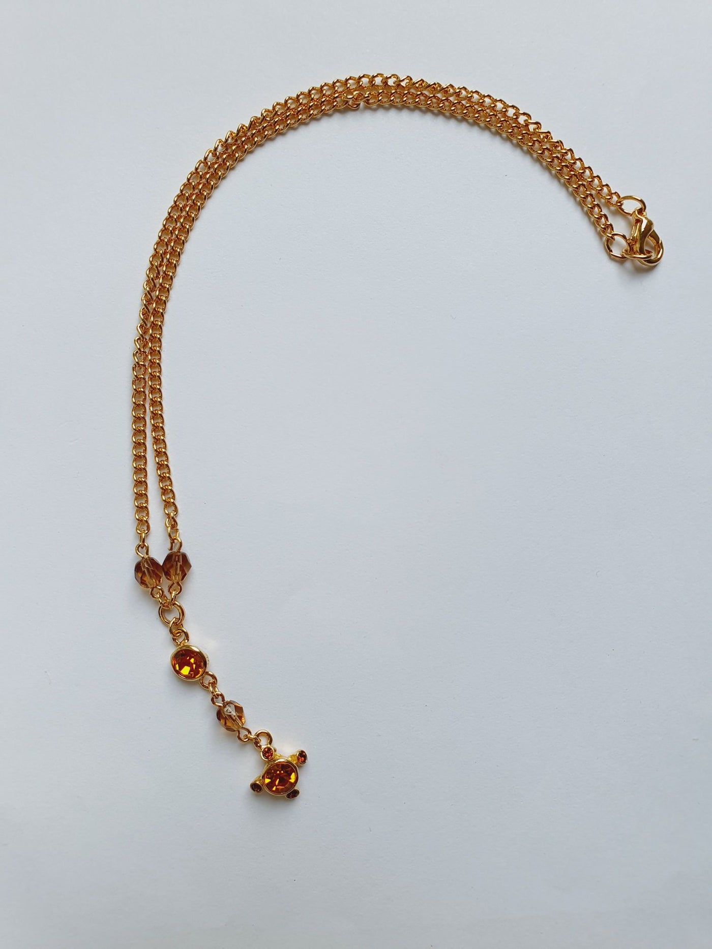 Vintage Gold Plated Chain Necklace with Copper Crystals