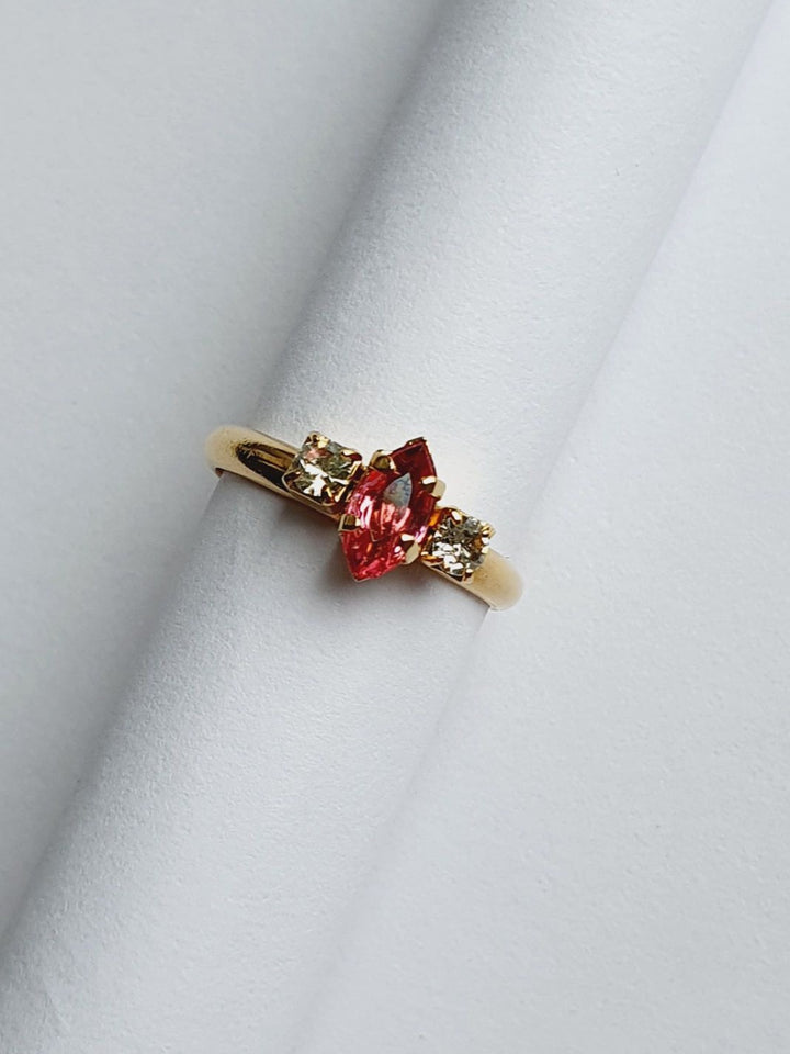 Pink - Vintage Gold Plated Ring with Crystal