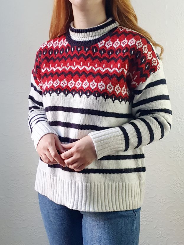 Striped Fairisle Style Jumper - M/L