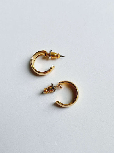 Vintage Gold Plated Minimal Micro Hoop Earrings