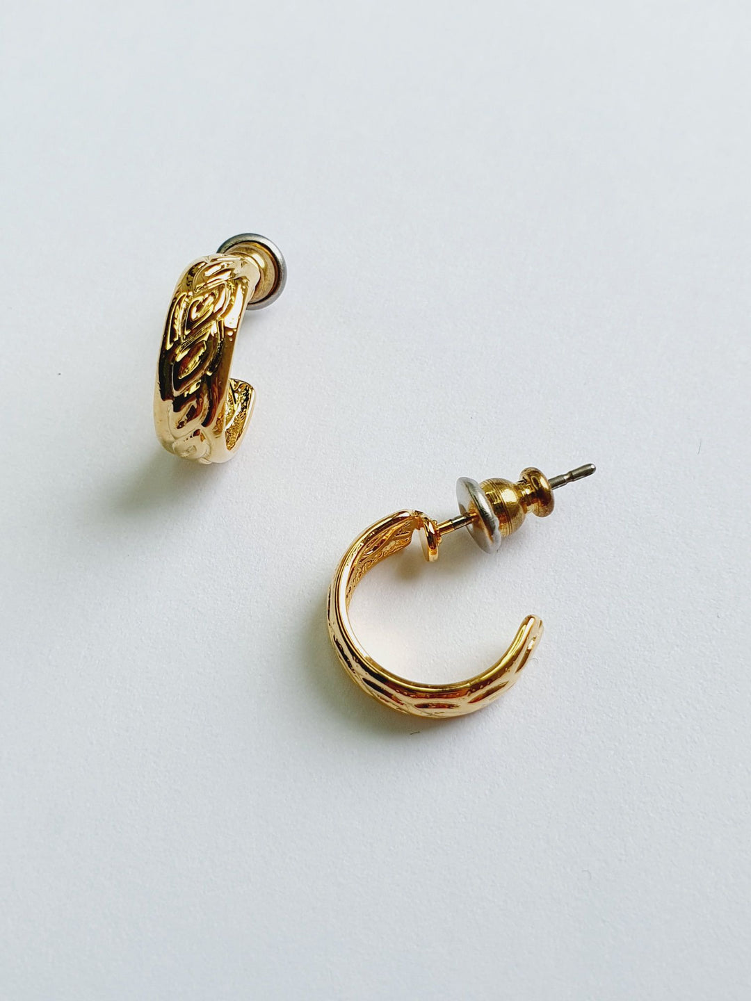 Vintage Gold Plated Minimal Micro Hoops