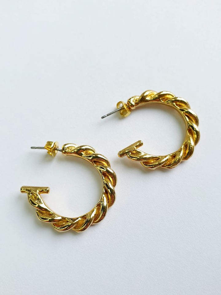 Vintage Gold Plated Twist Hoops