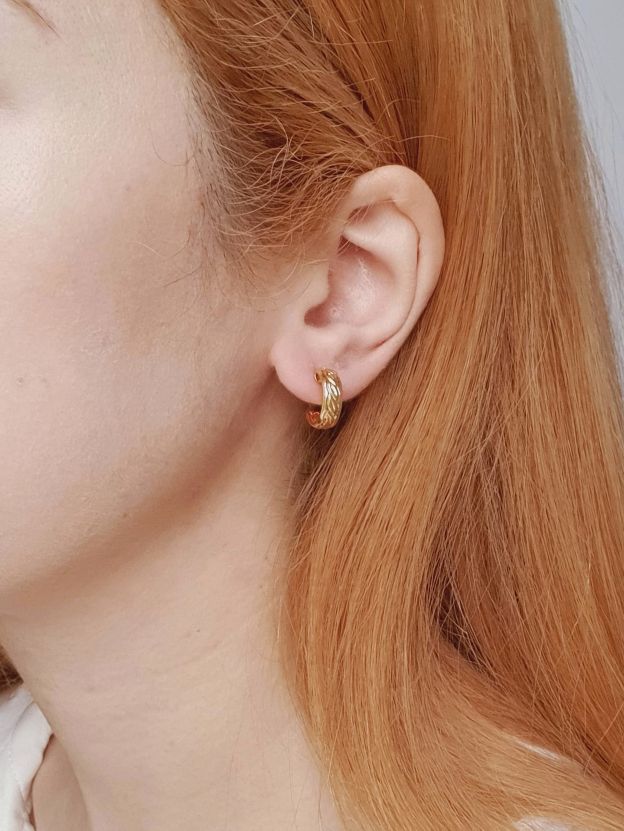 Vintage Gold Plated Minimal Micro Hoops