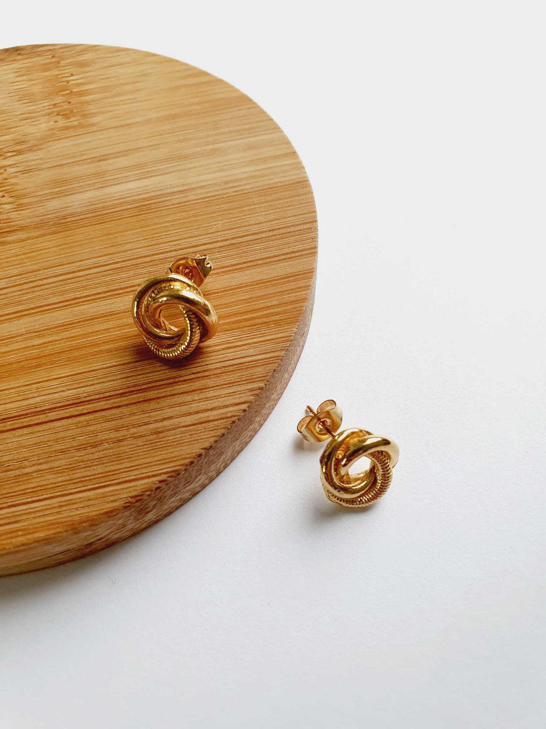 Vintage Gold Toned Knot Stud Earrings