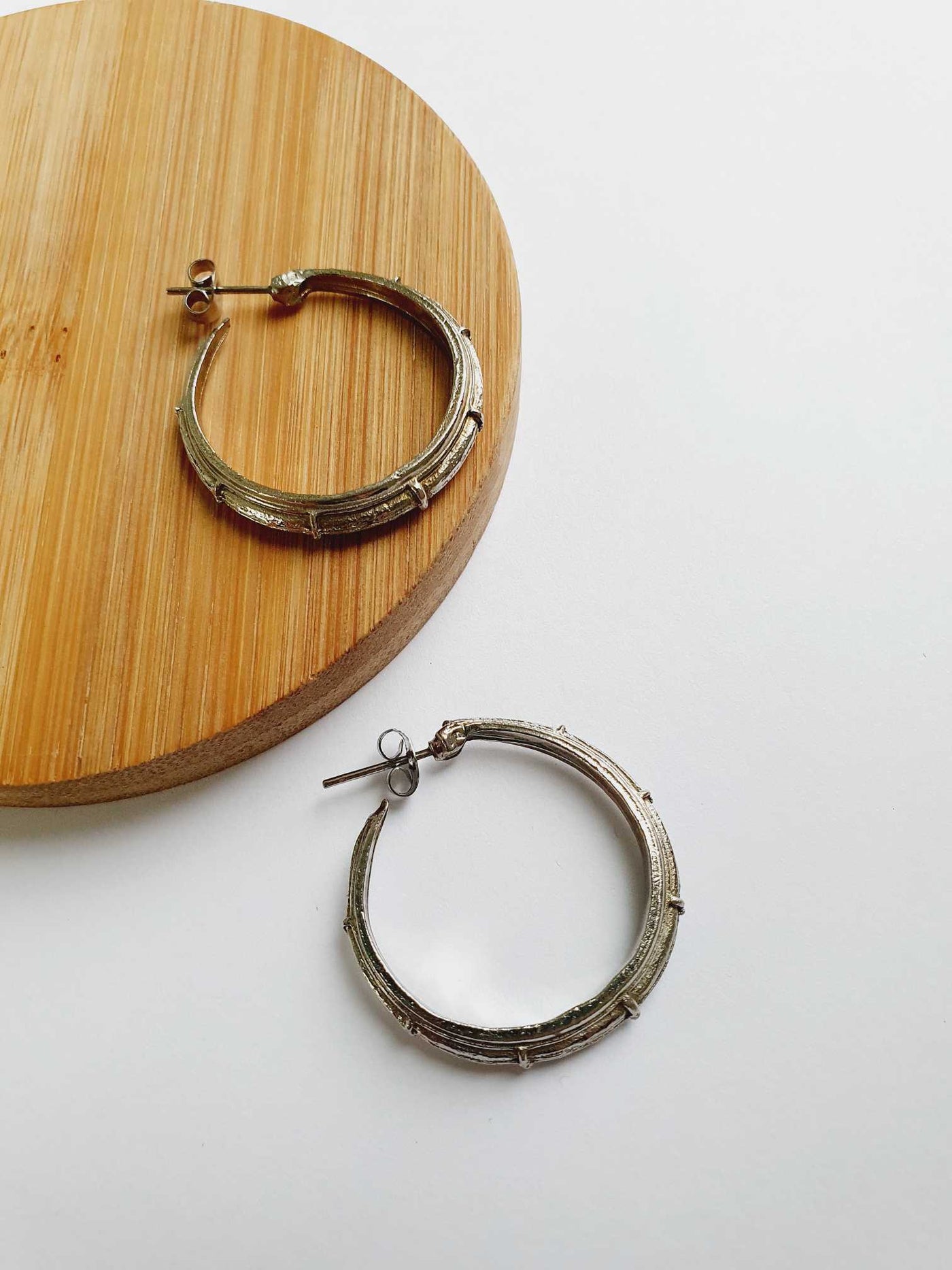 Vintage Silver Toned Textured Hoops