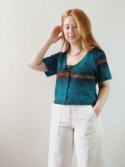 Vintage Handmade Emerald Green Cropped Top - M