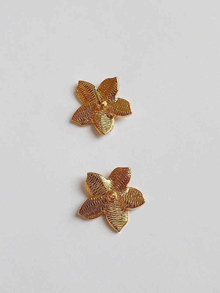 Vintage Gold Plated Flower Stud Earrings