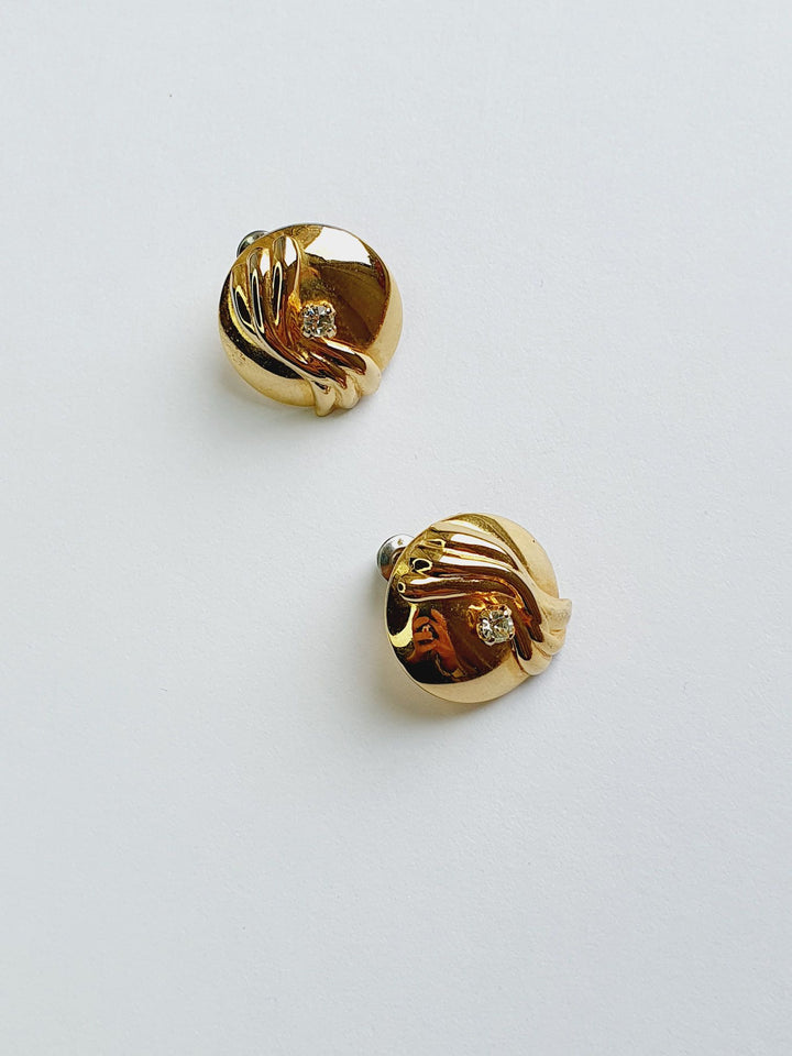 Vintage Gold Plated Round Stud Earrings