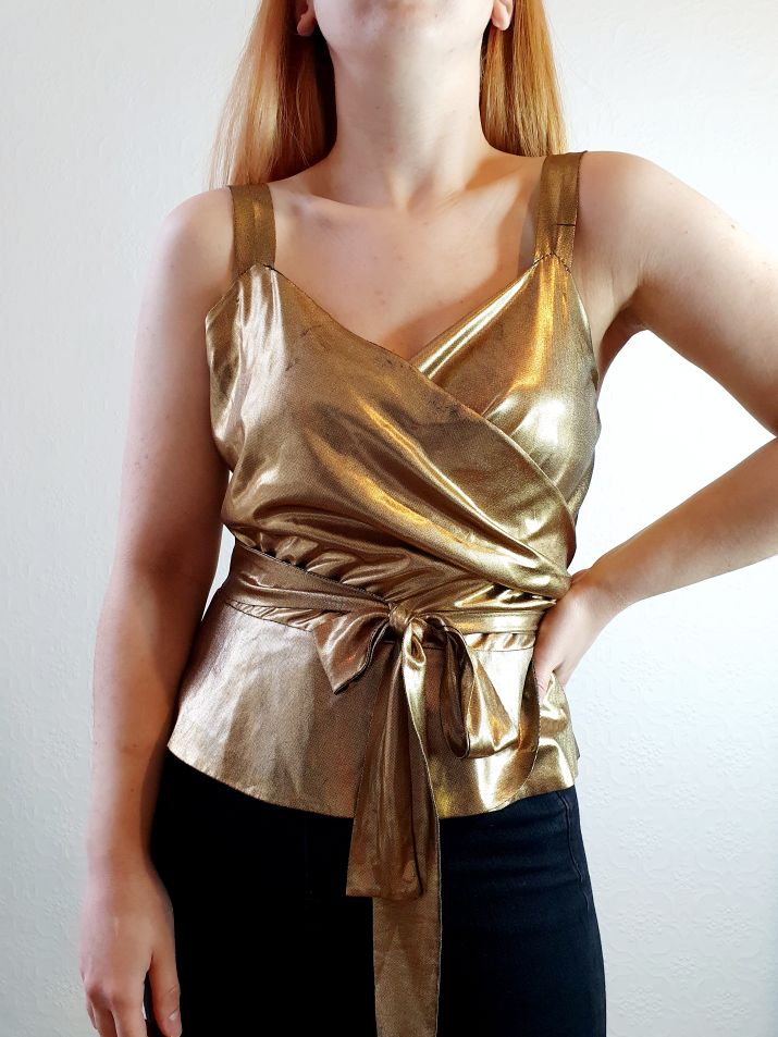 Vintage Bronze Effect Wrap Top - M/L