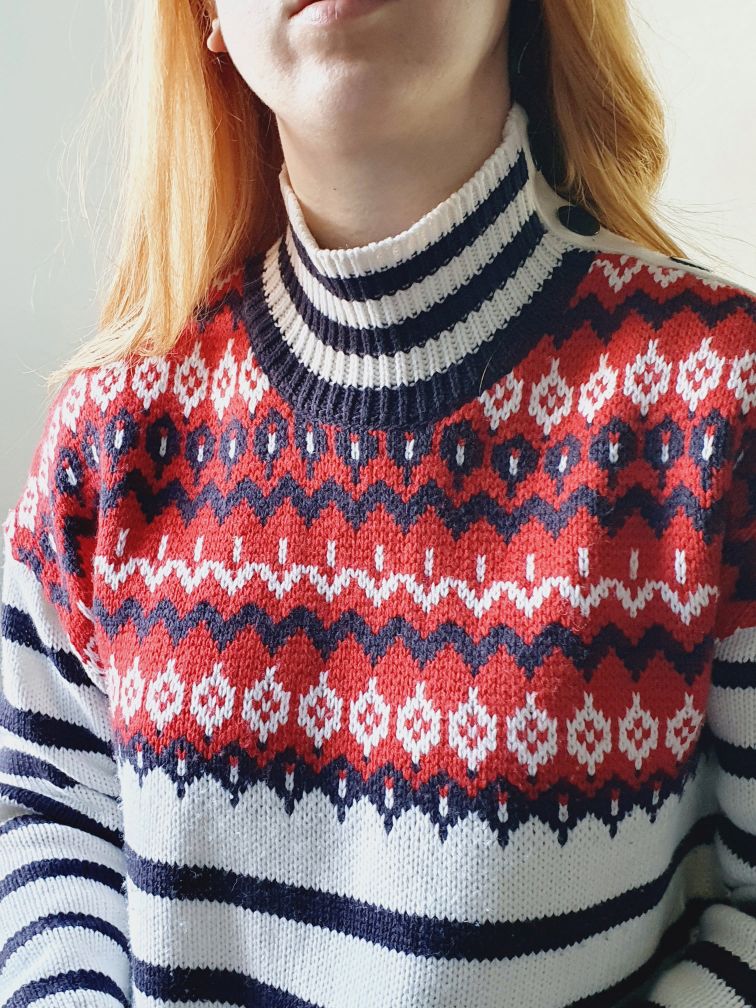 Striped Fairisle Style Jumper - M/L