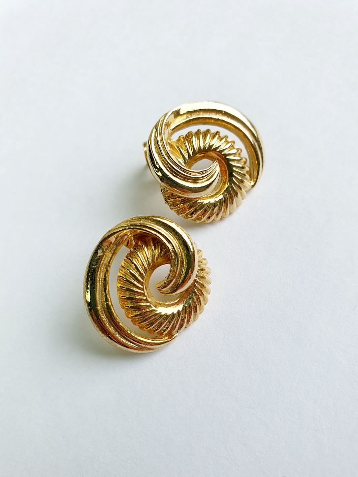 Vintage Gold Plated 1980s Stud Earrings