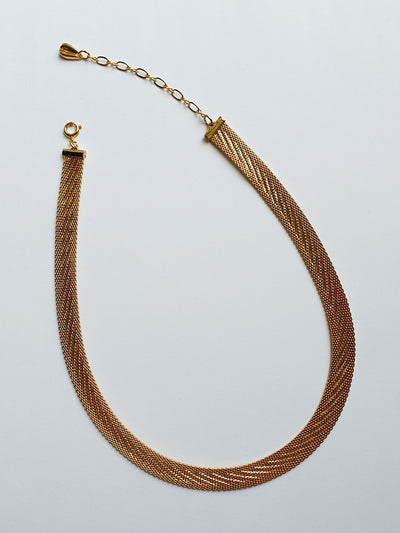 Vintage Gold Plated Flat Mesh Chain Necklace